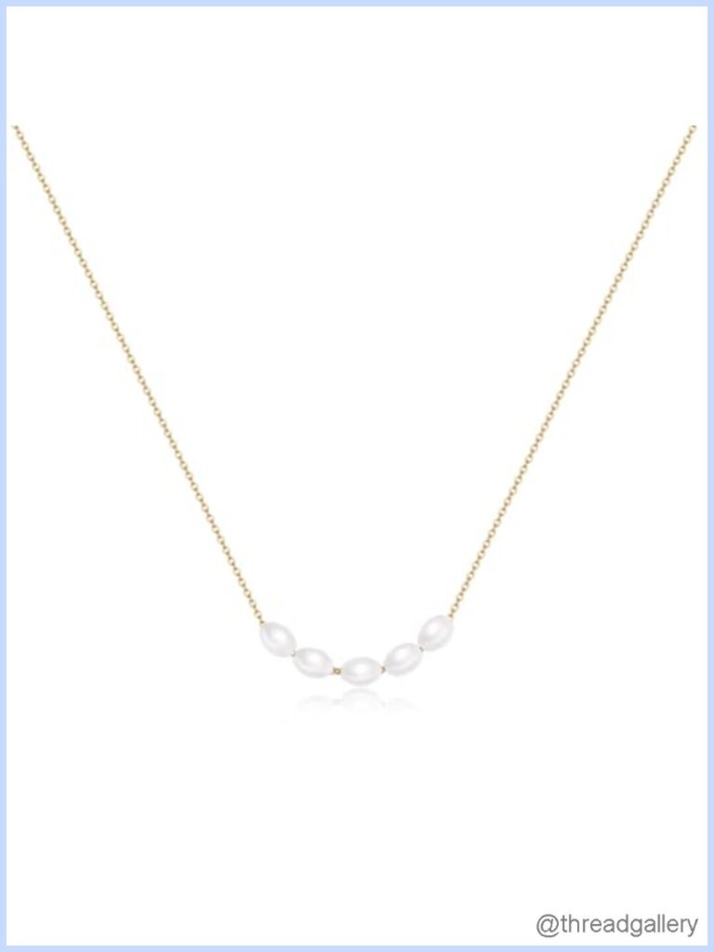 14K Gold Plated Freshwater Pearl Station Necklace for Women